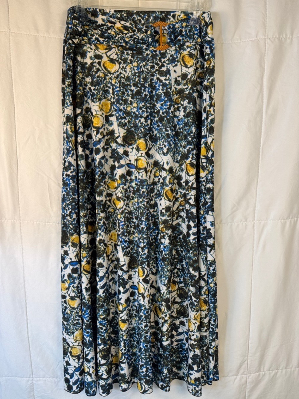 Emily Stacy‎ Floral Maxi Skirt XL Buckle Waist Flowing Boho